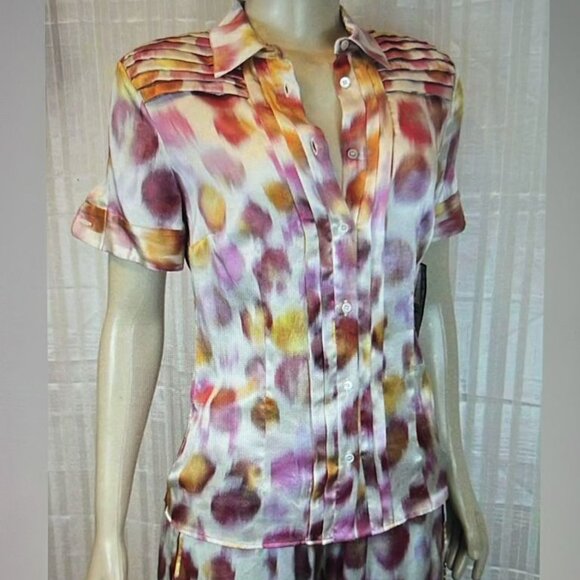 $1875 ROCHAS SET size 40 Italy 4 US 100% SILK  blouses pants women's - Picture 3 of 16